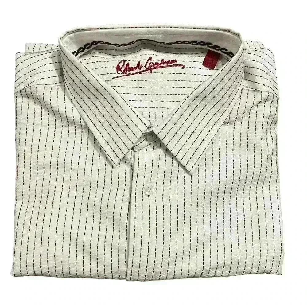 Robert Graham Men’s Button Down Flip Cuff Dress Shirt Size 41/16 M-L Preppy